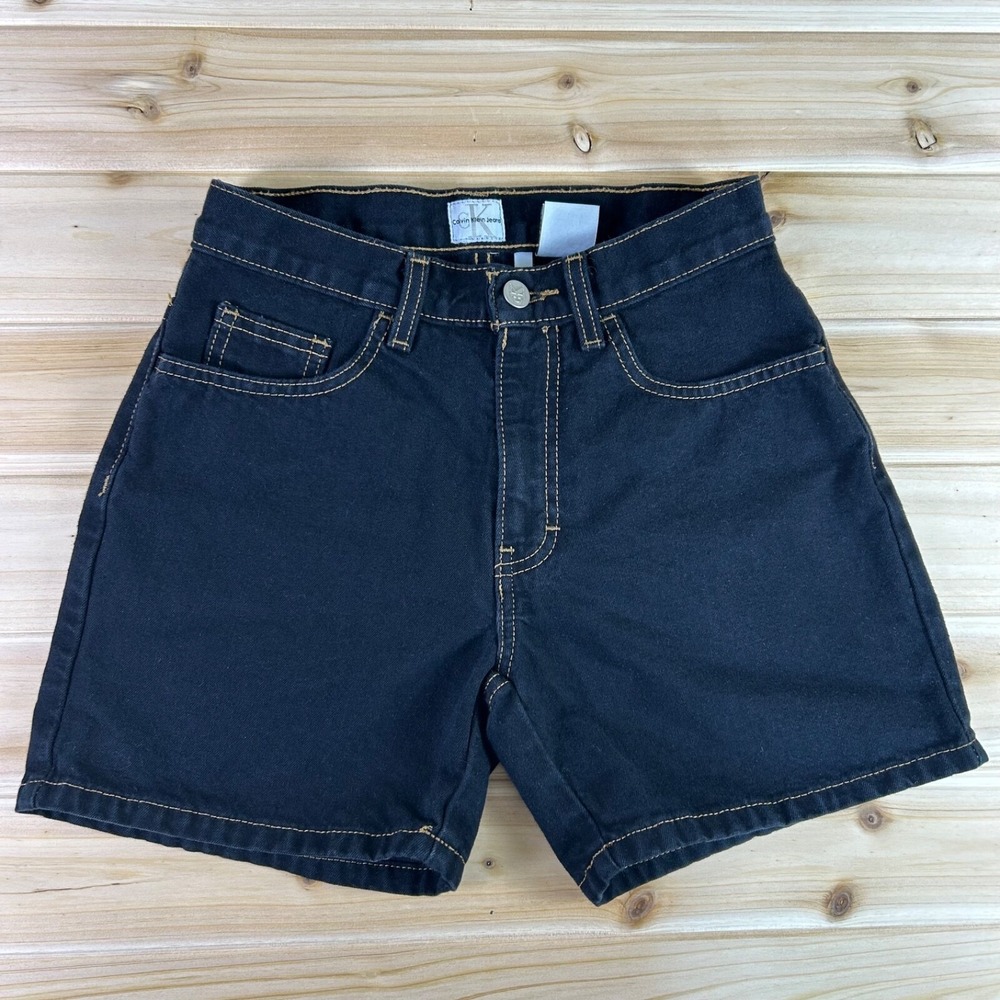 Calvin Klein Shorts Womens 2 Mid Rise Black Denim Jean Shorts